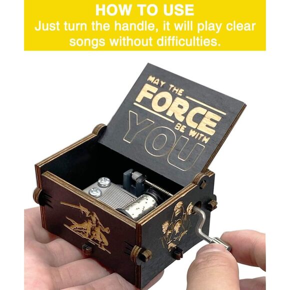 Stocking Stuffer or Gift - Star Wars Wooden Music Box May The Force Be With YOU! - Picture 4 of 6